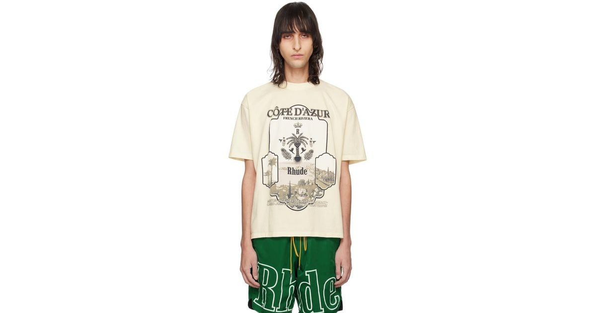【関税込み】Rhude オフホワイト Azur Mirror Tシャツ Off-White Azur Mirror T-Shirt by Rhude on Sale