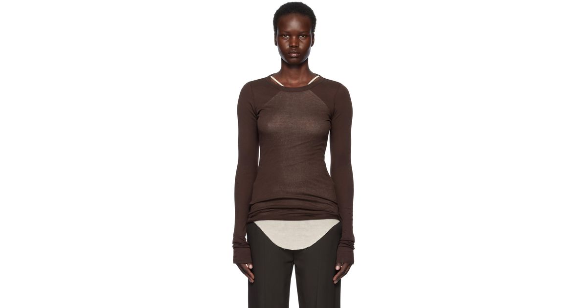 Rick Owens Hollywood Rib Ls T-Shirt in Black | Lyst UK