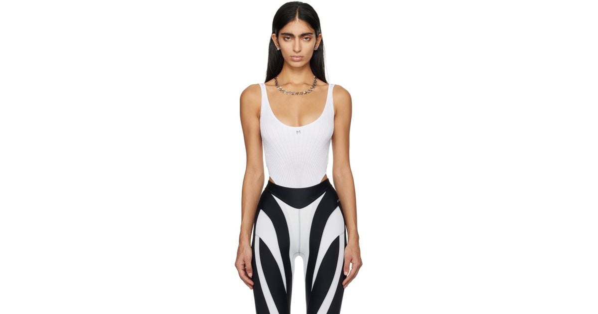 【関税込み】Mugler ホワイト Spiral ボディスーツ Mugler White Spiral Bodysuit Mugler