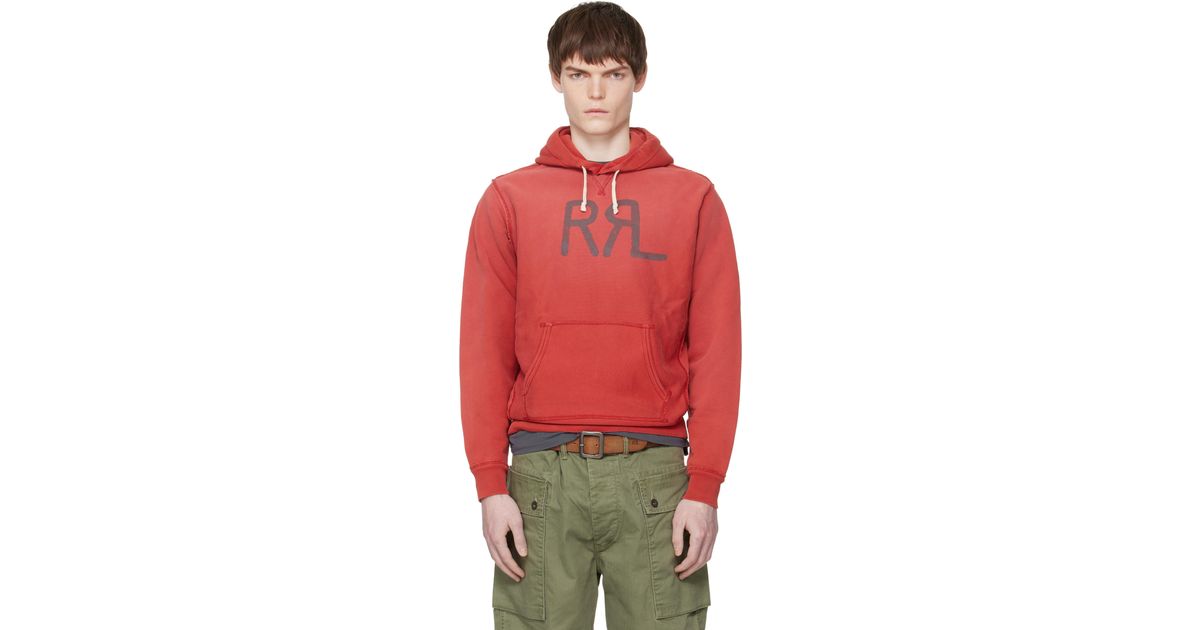 RRL Ranch Logo Hoodie in Red for Men | Lyst UK