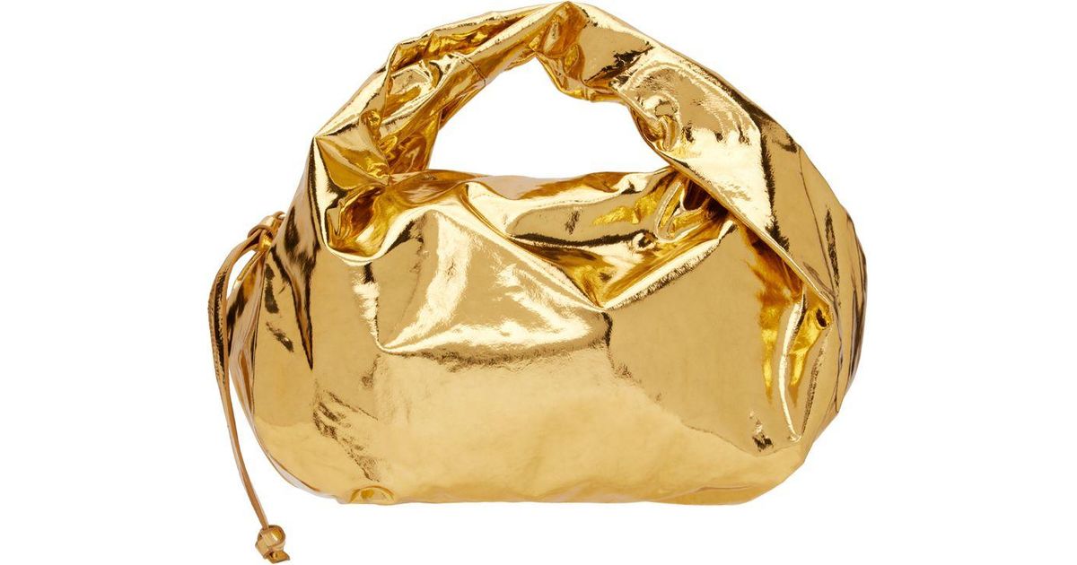 Dries Van Noten Gold Metallic Leather Bag | Lyst