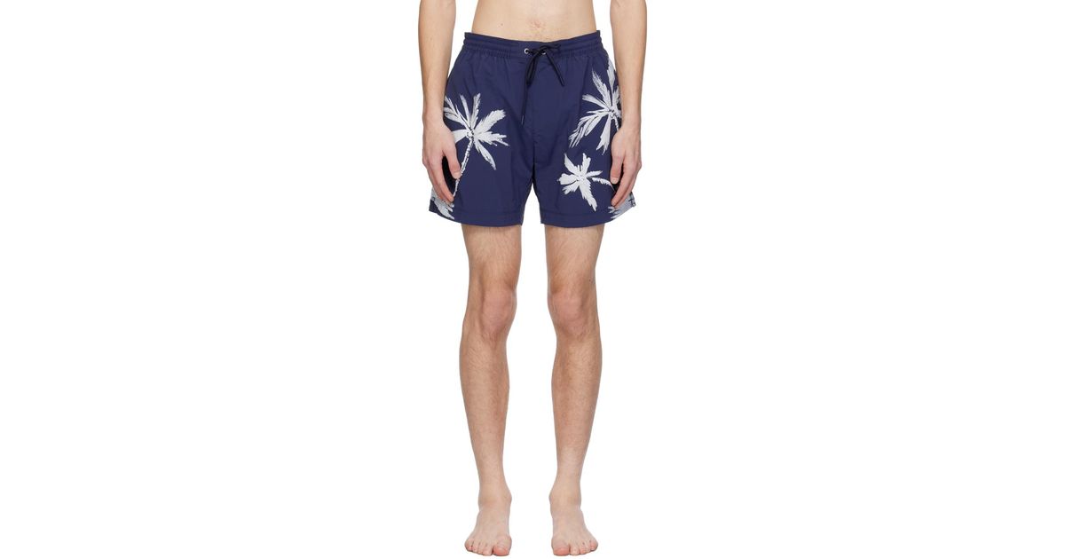 BOSS Printed Swim Shorts in Blue for Men