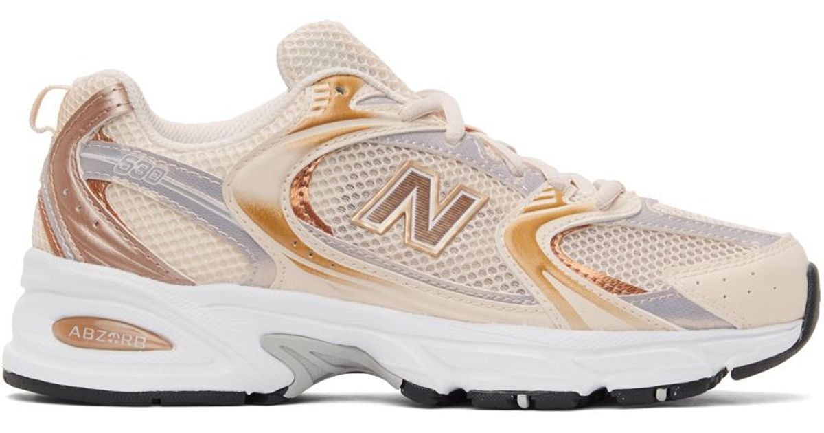 New Balance Beige & Gold 530 Sneakers | Lyst