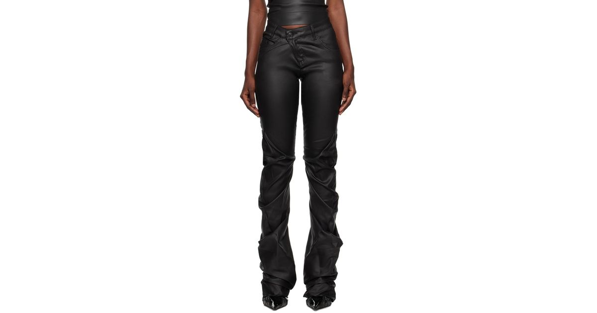 Ottolinger: SSENSE Exclusive Black Faux-Leather Pants