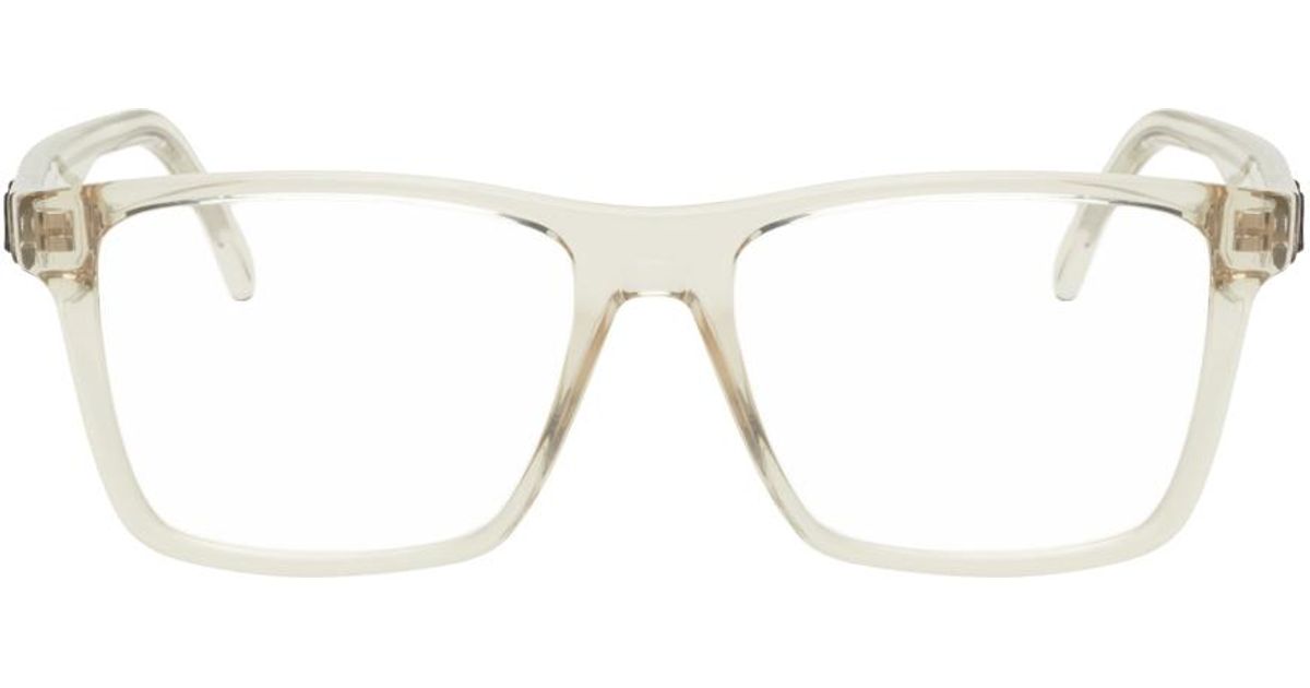 Saint Laurent Sl 337 Square Glasses in Beige (Natural) for Men | Lyst