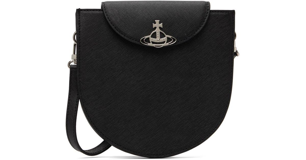 Vivienne Westwood Saffiano Leather Saddle Bag In Black