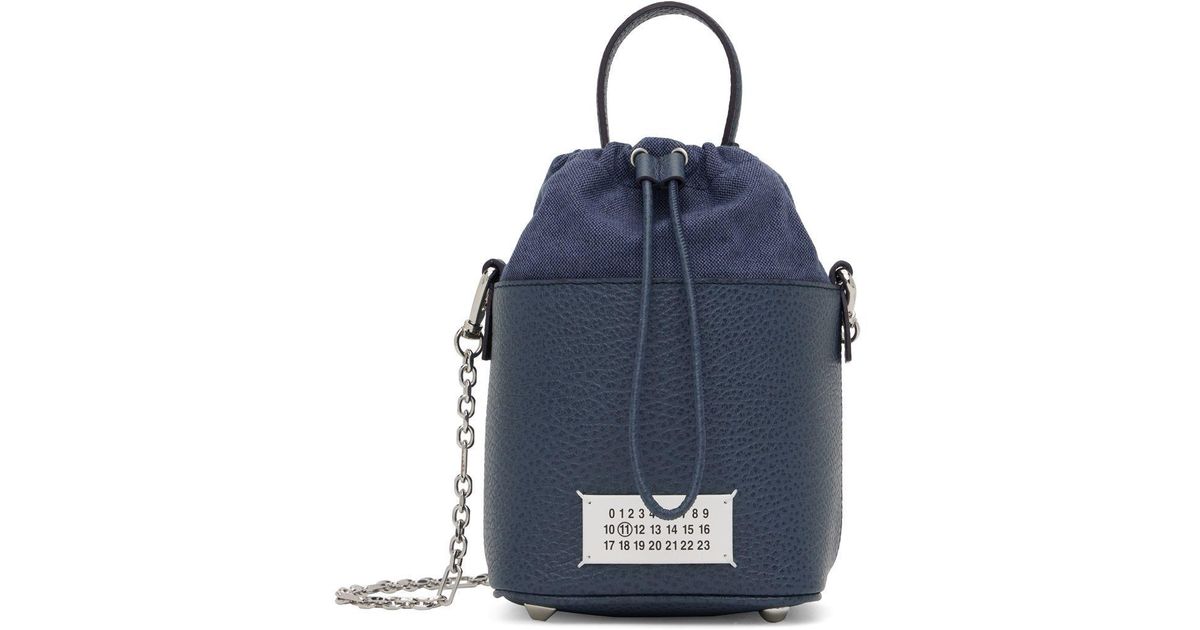 Maison Margiela Leather Navy 5ac Bucket Bag in Blue | Lyst