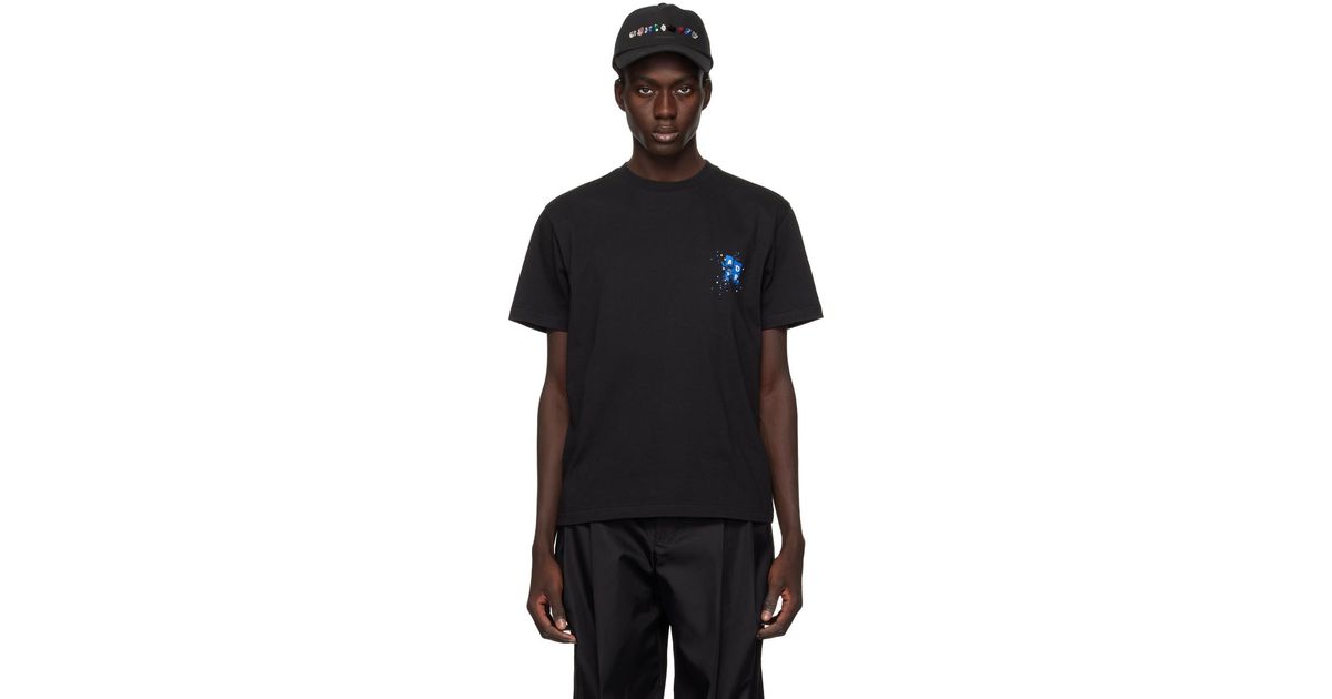 メンズ Adererror ブラック スワロフスキー クリスタル Tシャツ 