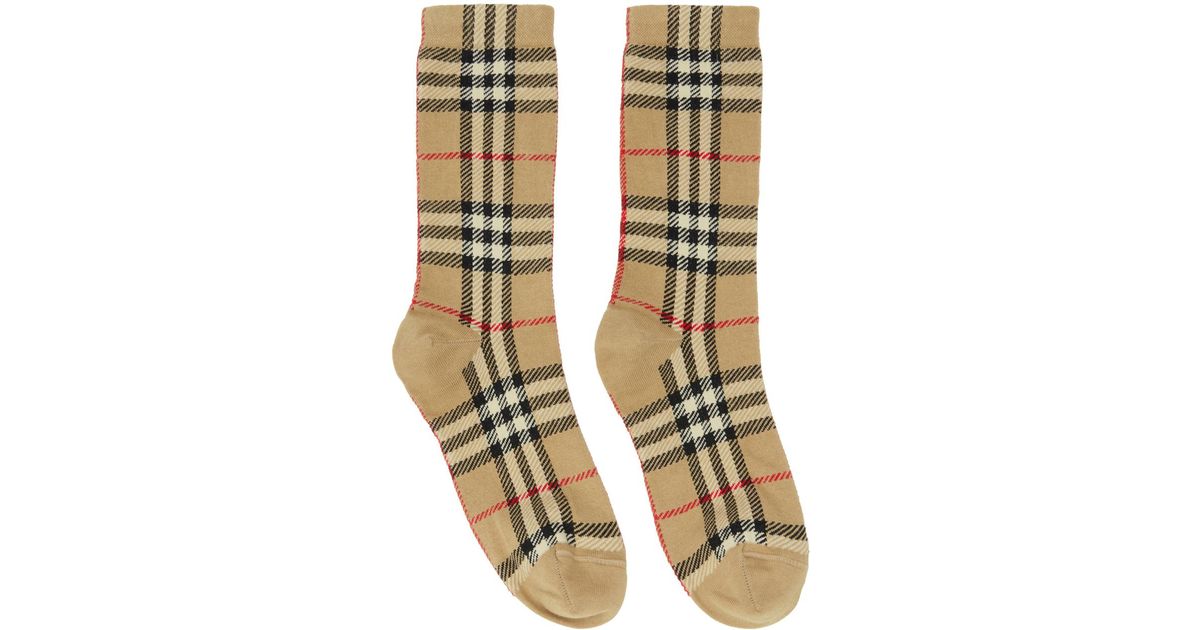 Burberry Multicolor Beige Vintage Check Socks for men