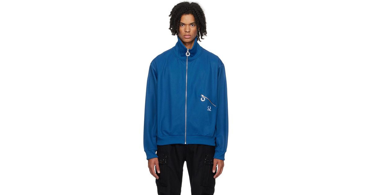 Raf Simons Blue Fred Perry Edition Track Jacket for Men Raf Simons Blue Fred Perry Edition Track Jacket for Men