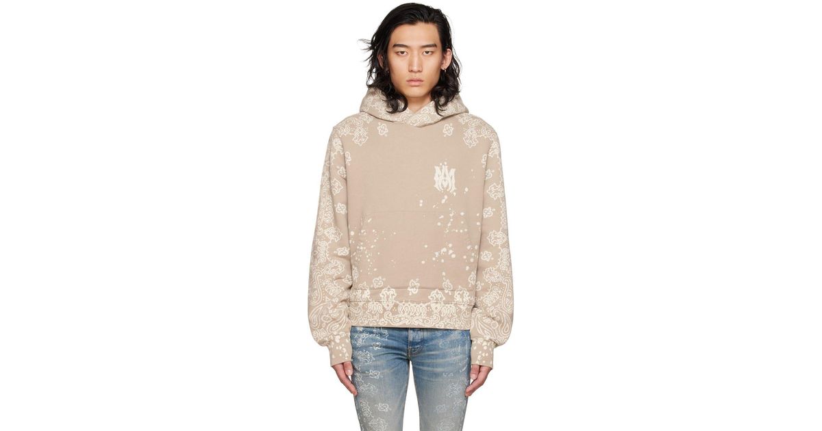 Amiri Taupe Bandana Bleach All Over Hoodie in Blue for Men Lyst
