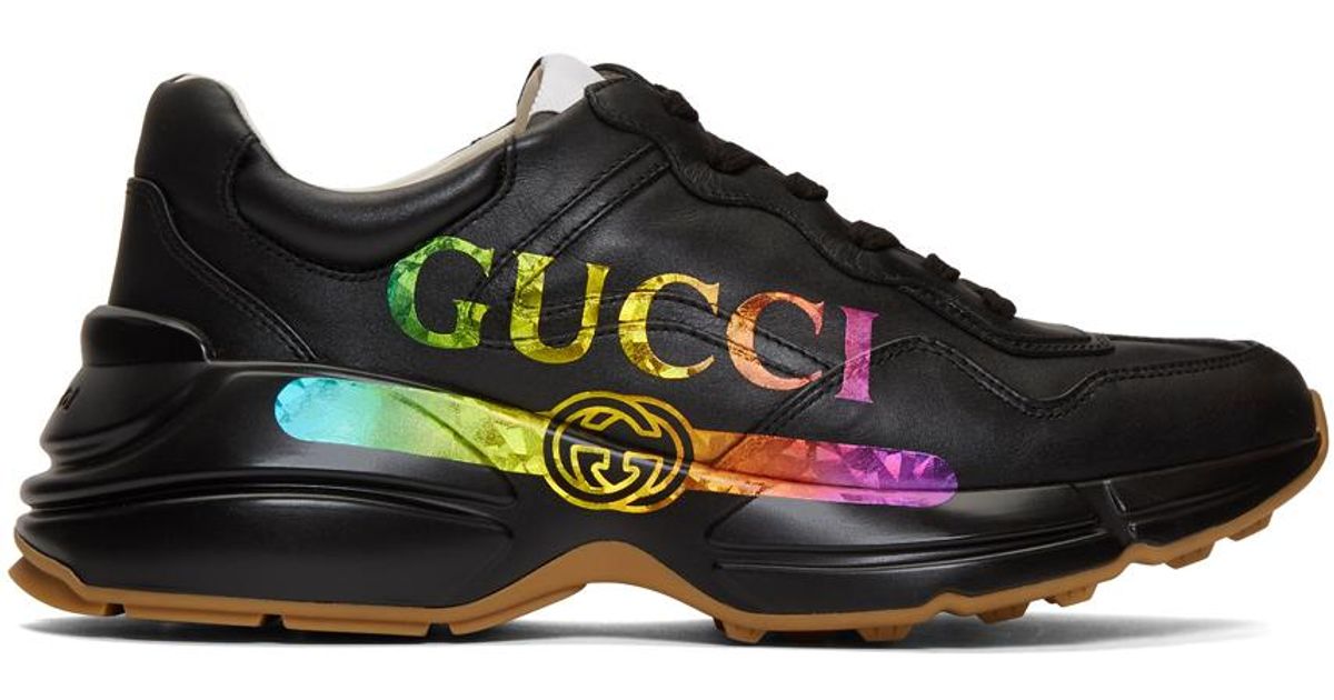 Gucci Leather Rhyton Sneaker in Black for Men - Save 59% - Lyst