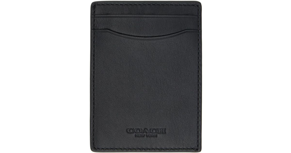 COACH Money Clip Card Holder in Black for Men Lyst
