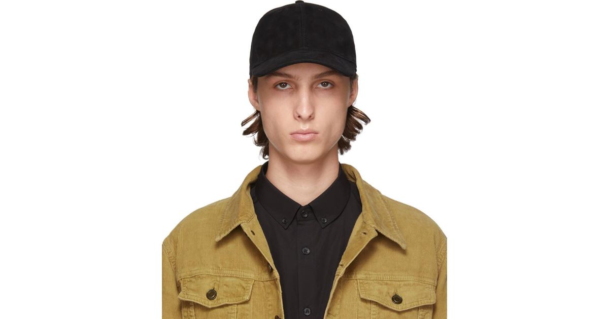 Saint Laurent Black Suede Cap for Men 