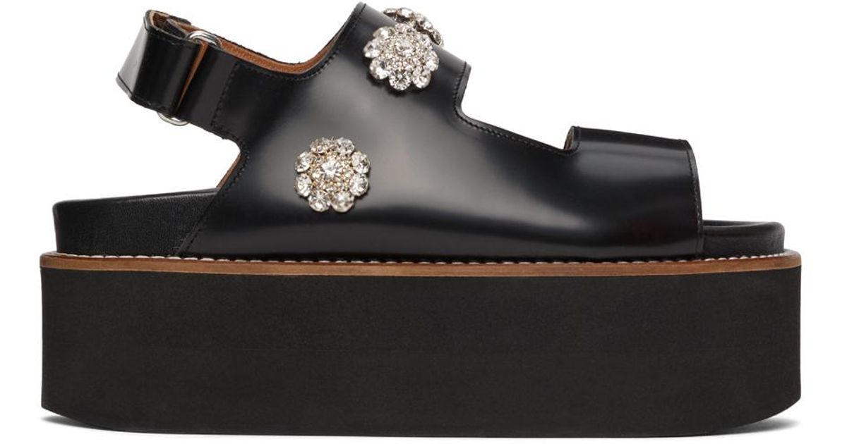 Ganni Leather Polido Deco Platform Sandals in Black Lyst
