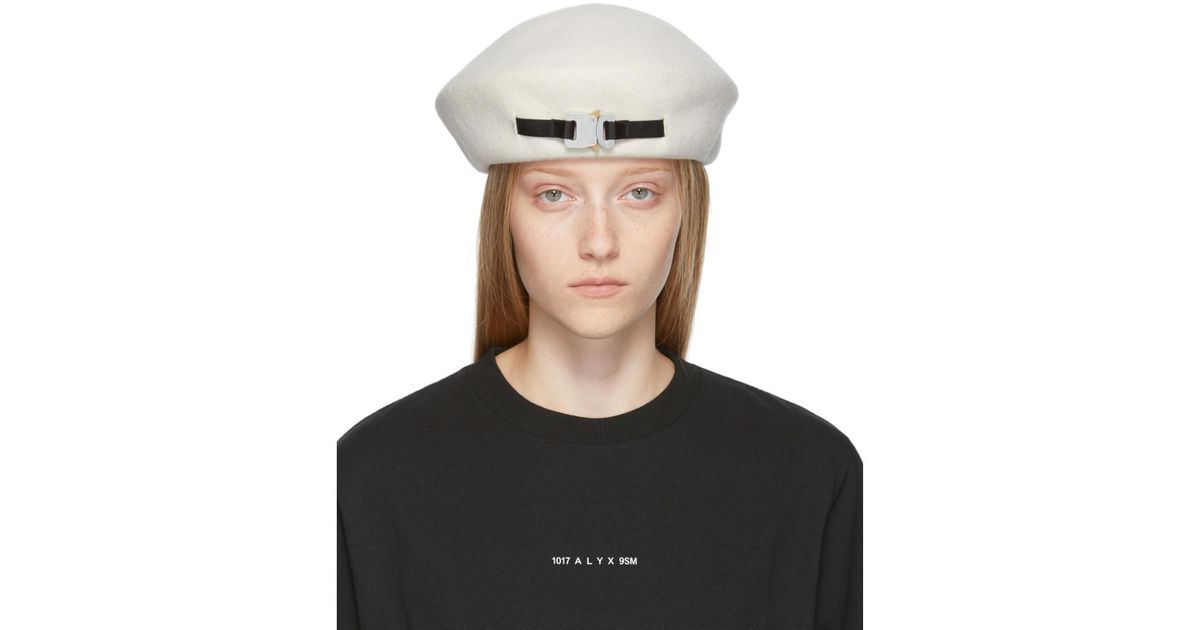 1017 ALYX 9SM ウール Ssense 限定 ホワイト ウール Bardot ベレー ...