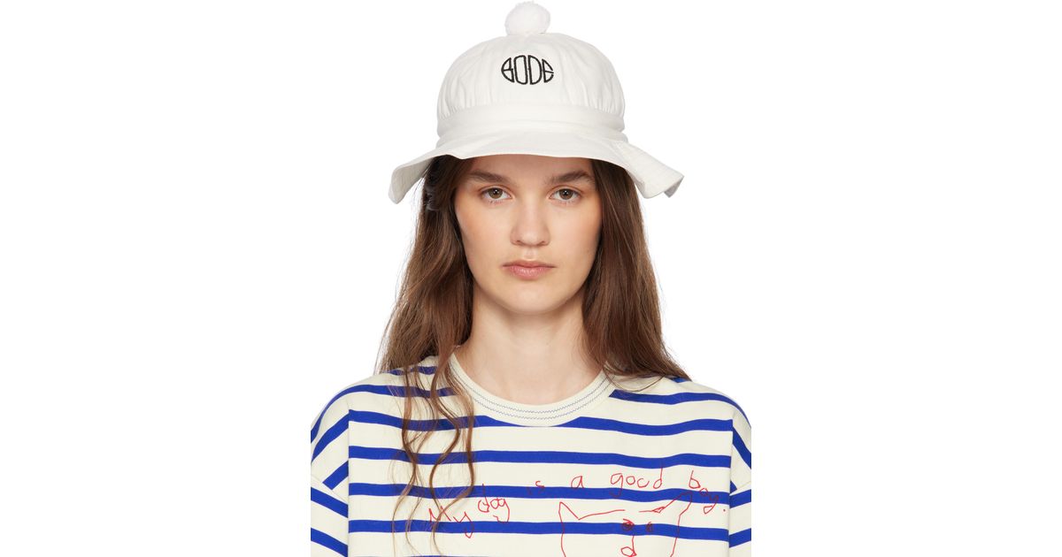 New BODE Paneled Grandfather Hat in White bucket hat 関税込み】Bode ホワイト Paneled Grandfather バケットハット main image 4
