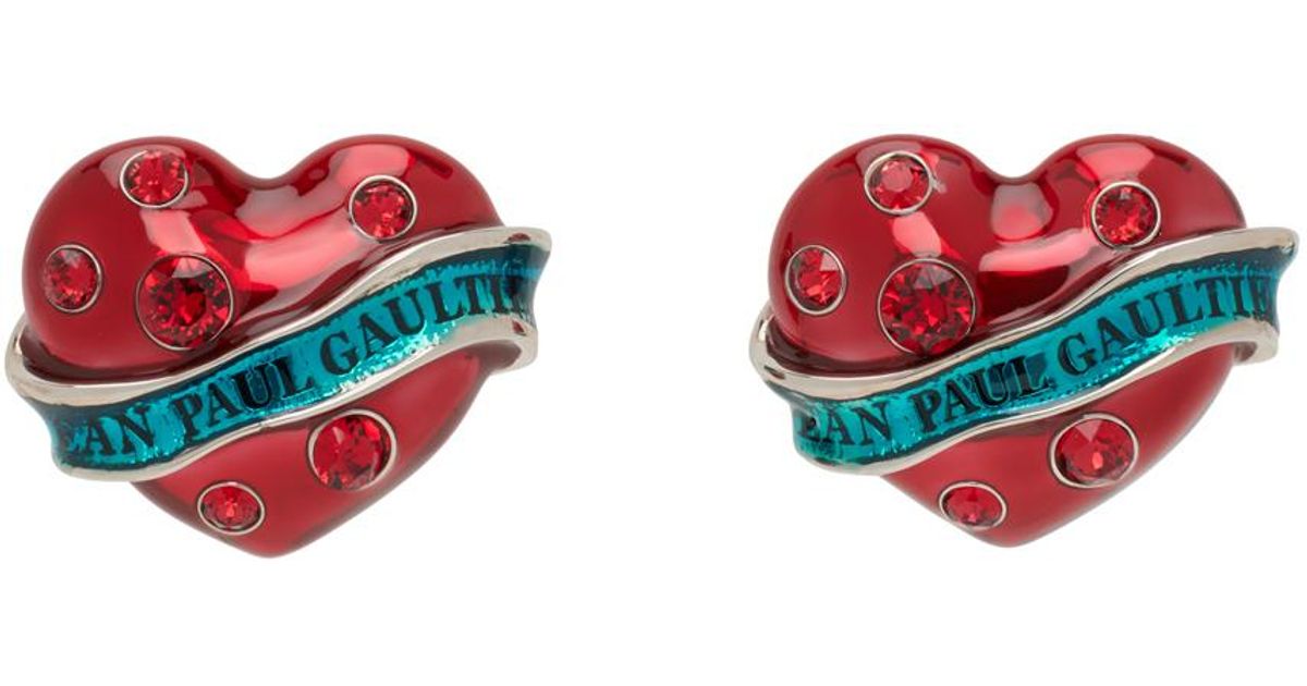 Jean Paul Gaultier レッド&ブルー Big Heart ピアス レッド | Lyst Jean Paul Gaultier レッド&ブルー Big Heart ピアス レッド | Lyst