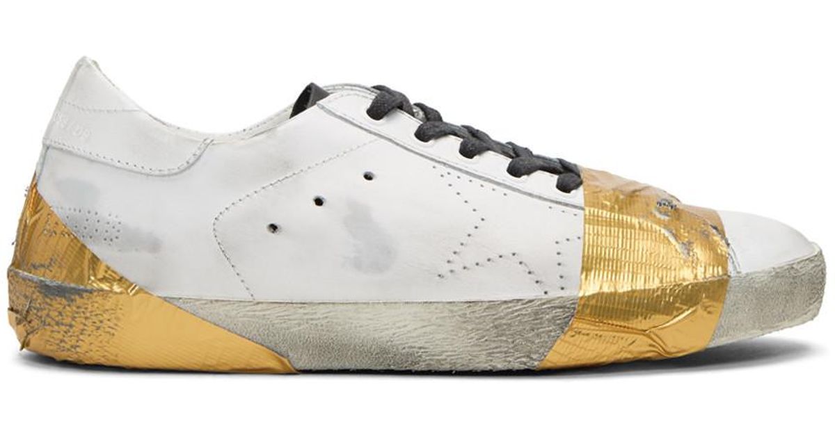 golden goose sneakers white and gold