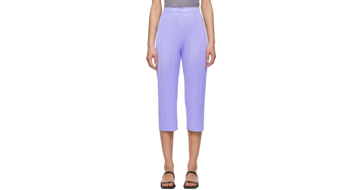 Pleats Please Issey Miyake Monthly Colors May Trousers in Blue