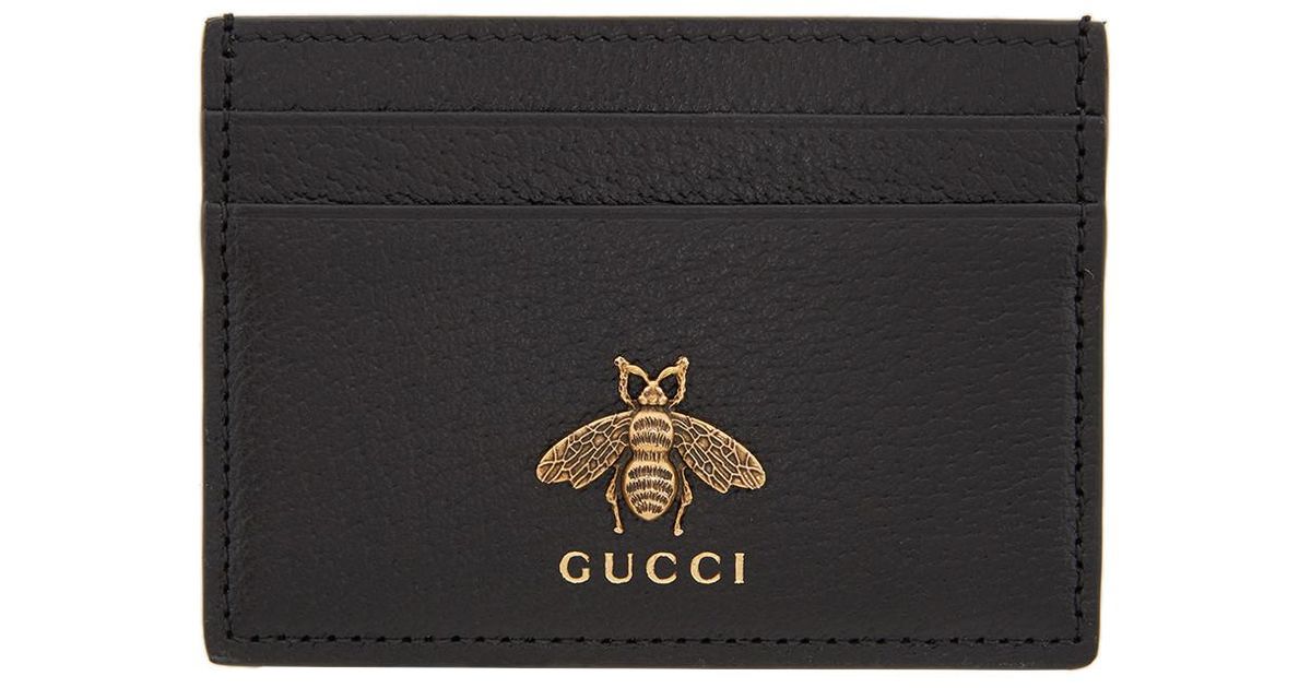 Gucci Leather Black Bee Card Holder for Men Lyst