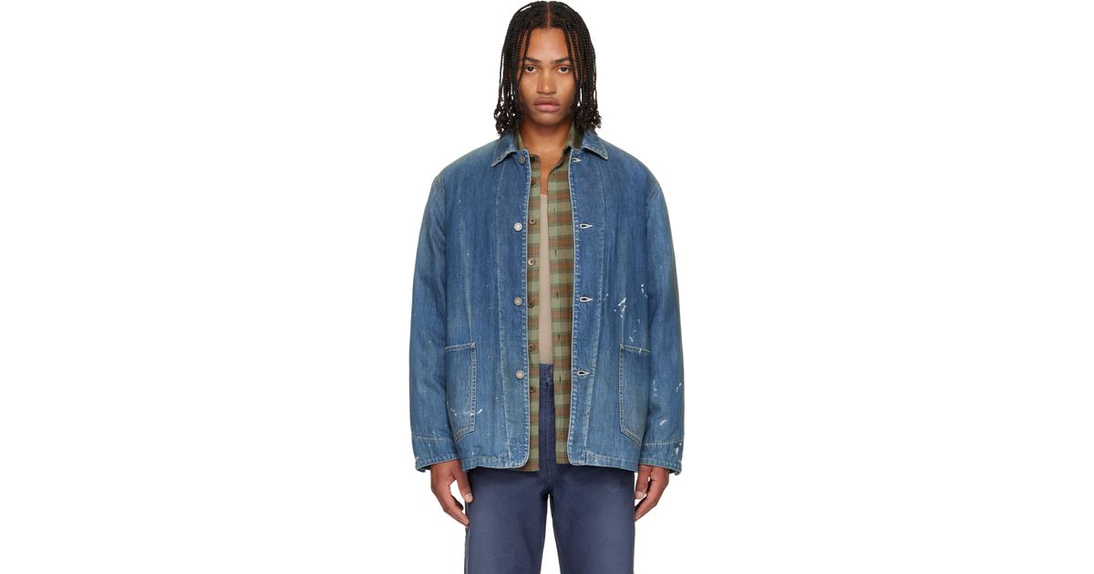 Visvim Coverall Dmgd Denim Down Jacket in Blue for Men | Lyst Canada