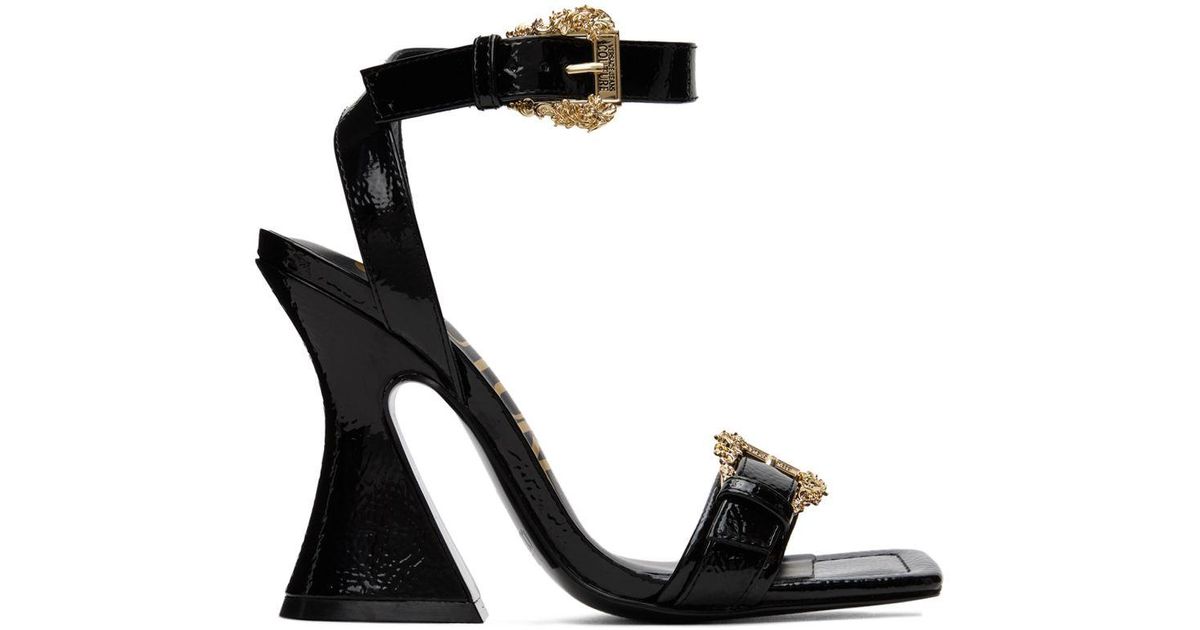 Versace Jeans Couture Black Kirsten Heeled Sandals | Lyst