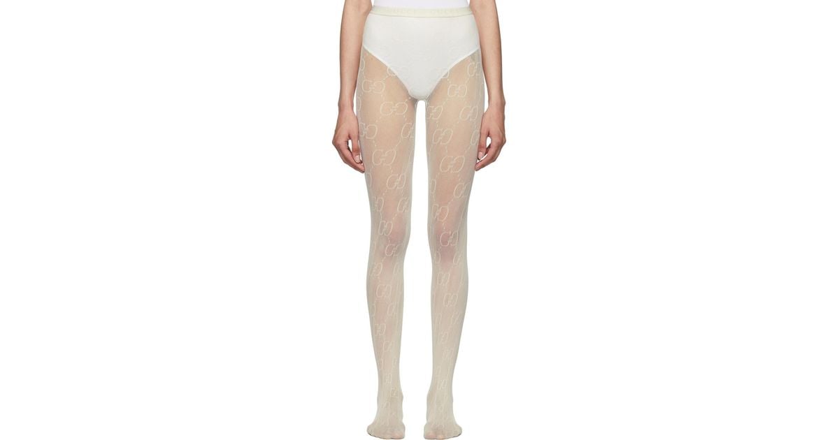 Gucci Off-white GG Tights | Lyst