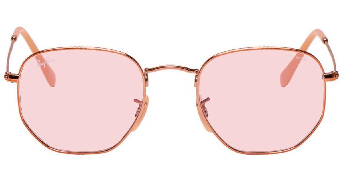 Ray-Ban Copper And Pink Hexagonal Evolve Sunglasses for Men | Lyst