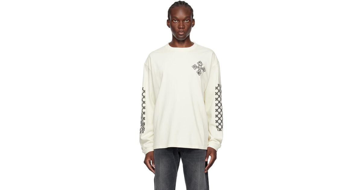【関税込み】Rhude SSENSE限定 オフホワイト Cross 長袖Tシャツ rhude-designer-VTG-WHITE-