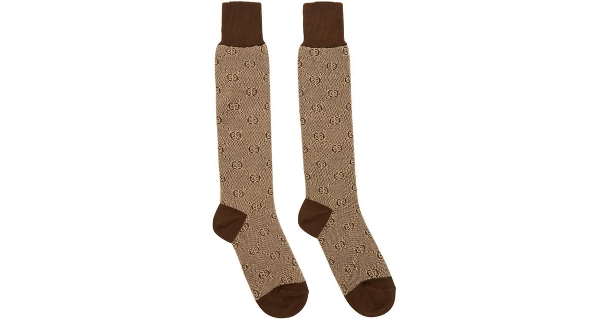 Gucci Cotton Brown GG Socks for Men Lyst