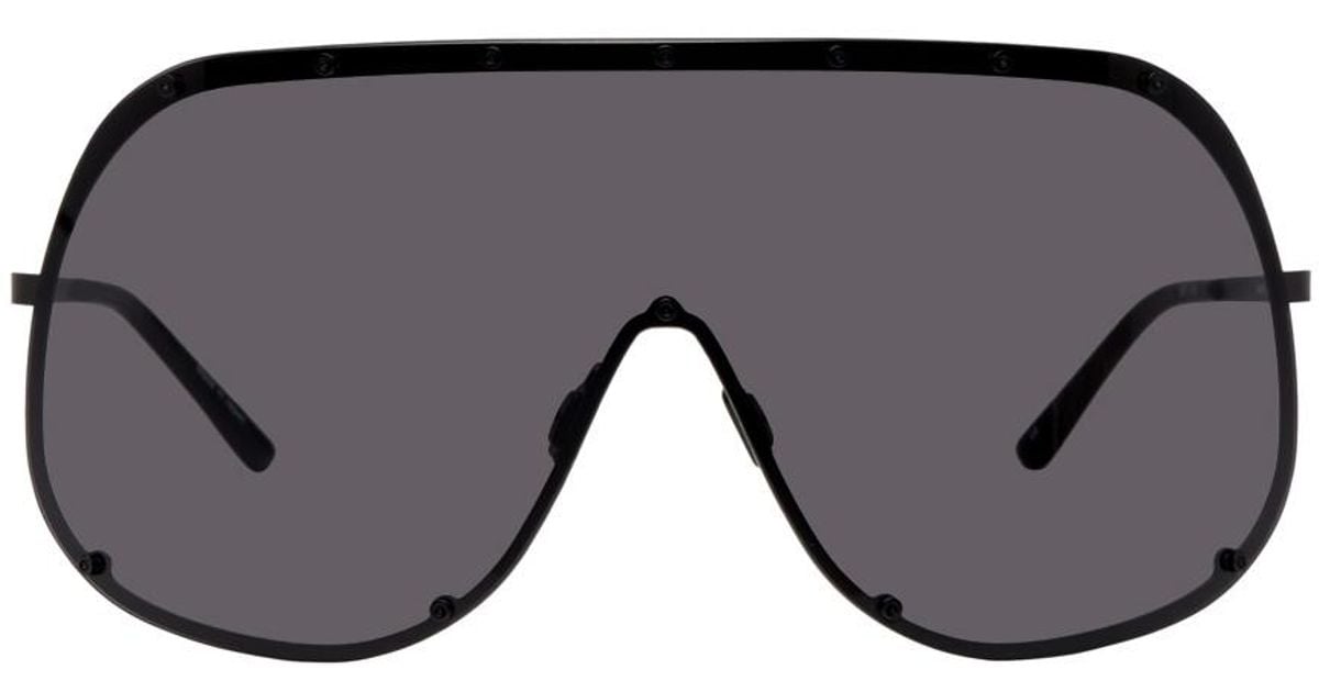 Rick Owens Black Larry Shield Sunglasses for Men | Lyst