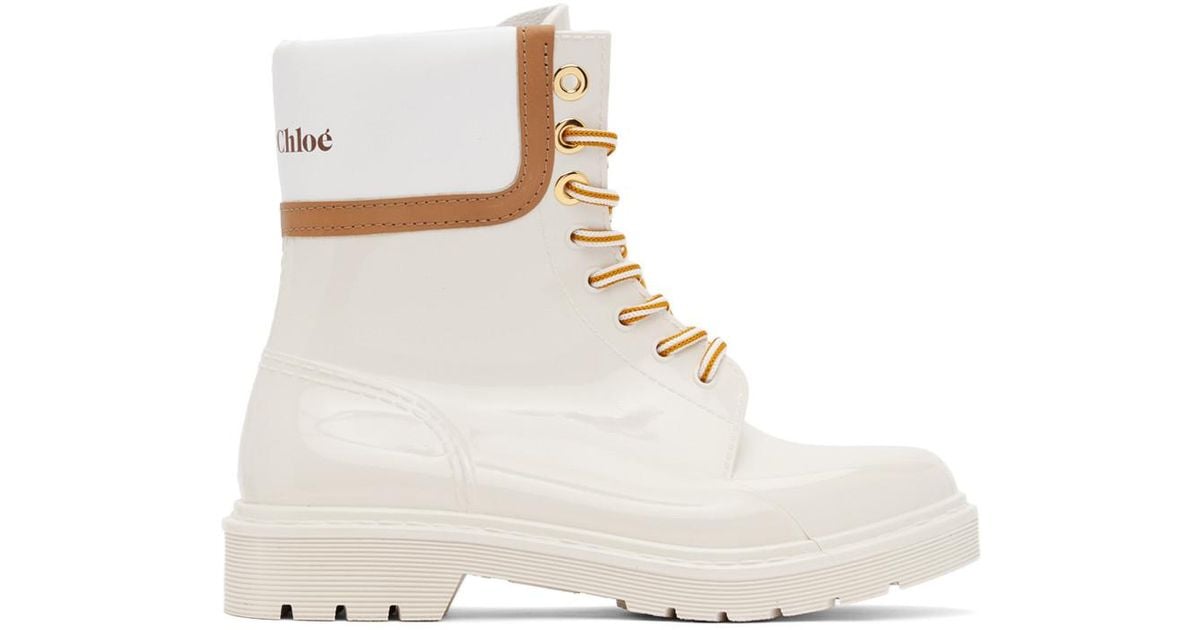 See By Chloé Rubber Beige Florrie Boots in Cream (Natural) - Lyst