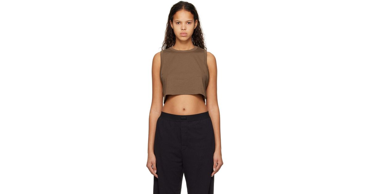 Skims Brown Boyfriend Tank Top in Black Lyst