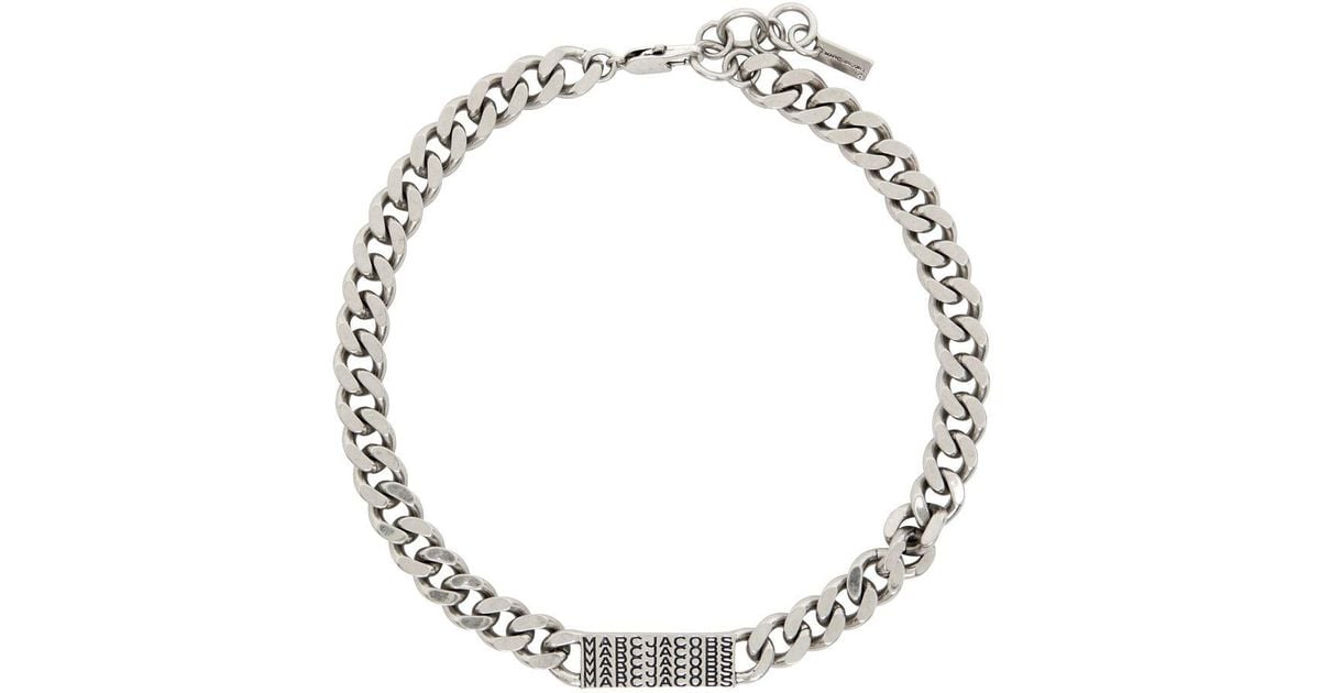 Marc Jacobs Silver 'the Barcode Monogram Id Chain' Necklace in Metallic