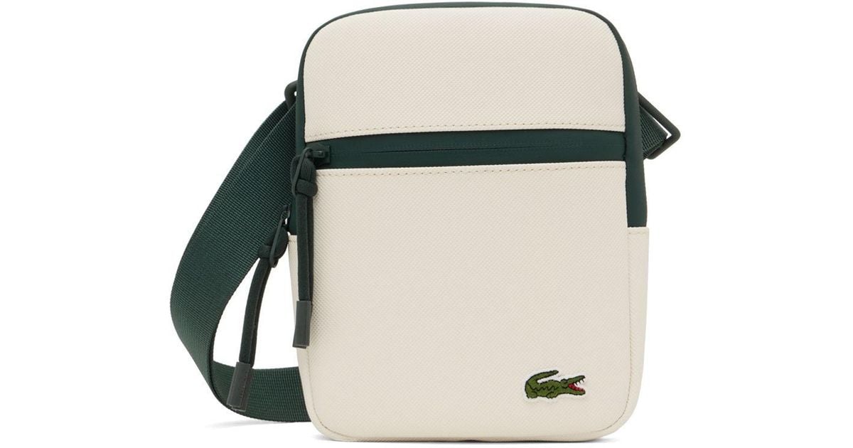 Lacoste White Flat Messenger Bag in Black for Men Lyst