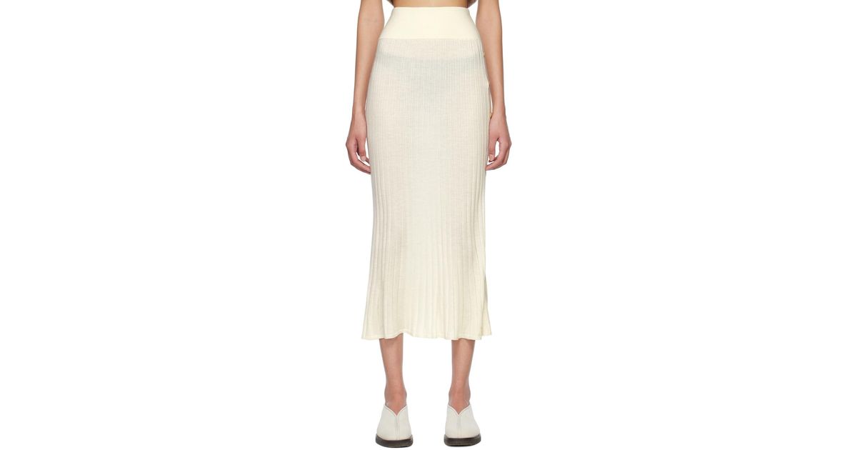 Lisa Yang Off- 'the Katie' Midi Skirt in Natural | Lyst Canada