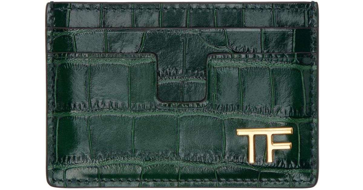 Tom Ford ーン シャイニー クロコエンボス レザー Classic Tf カード