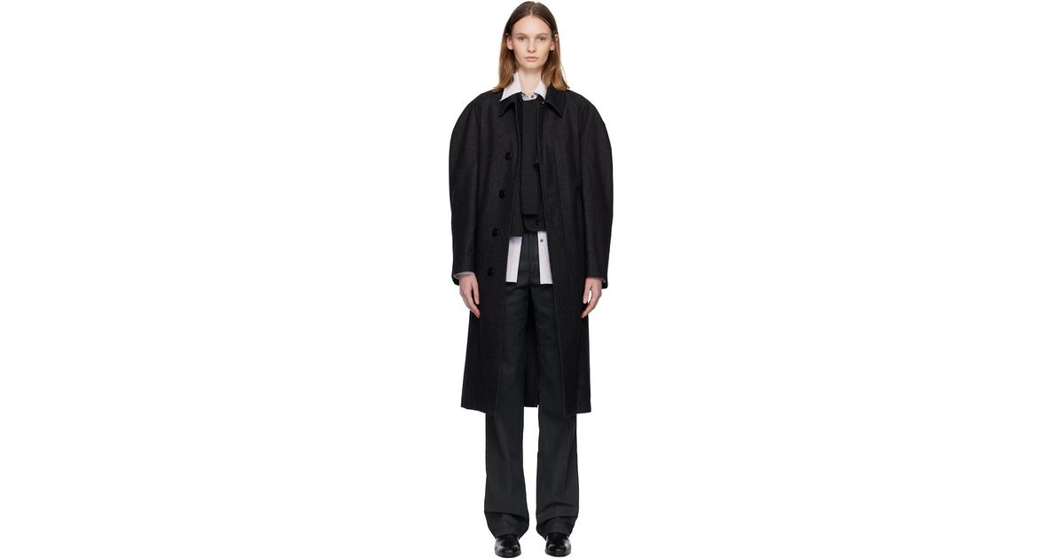 Lemaire Raglan Sleeve Coat in Black | Lyst