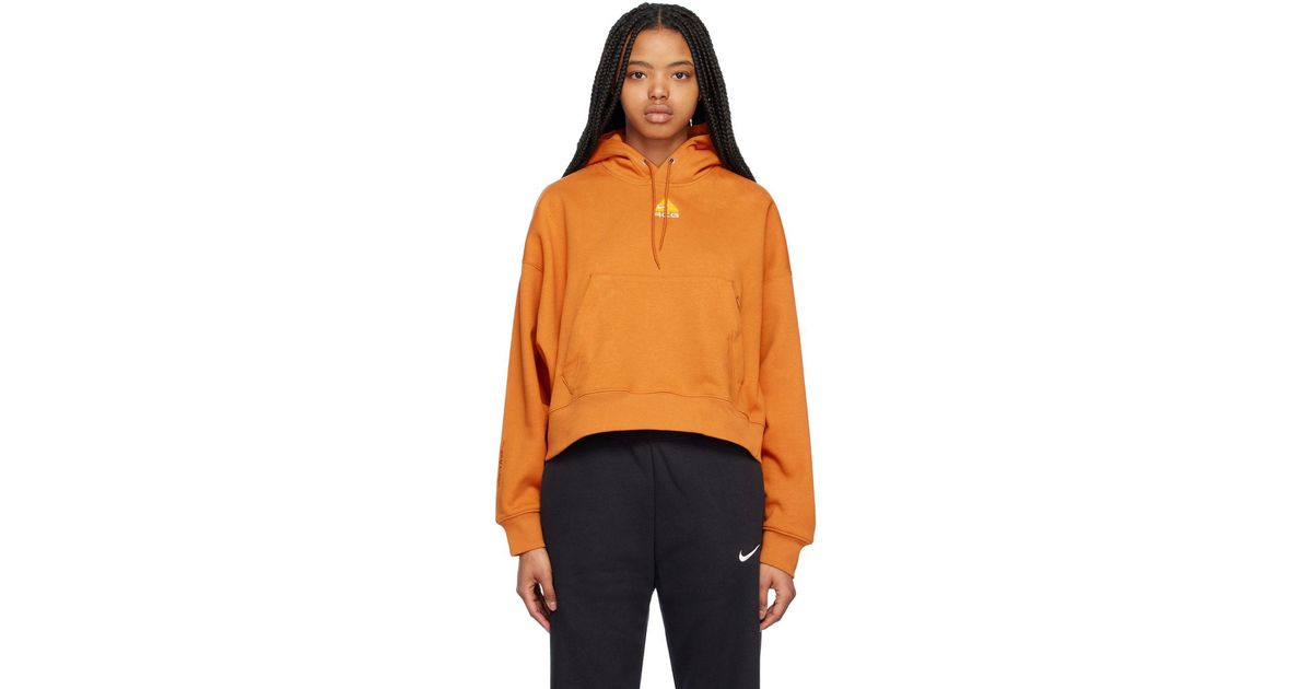 Nike Orange Embroidered Hoodie | Lyst