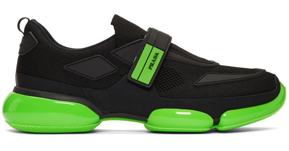 Prada Black And Green Cloudbust Sneakers for Men | Lyst