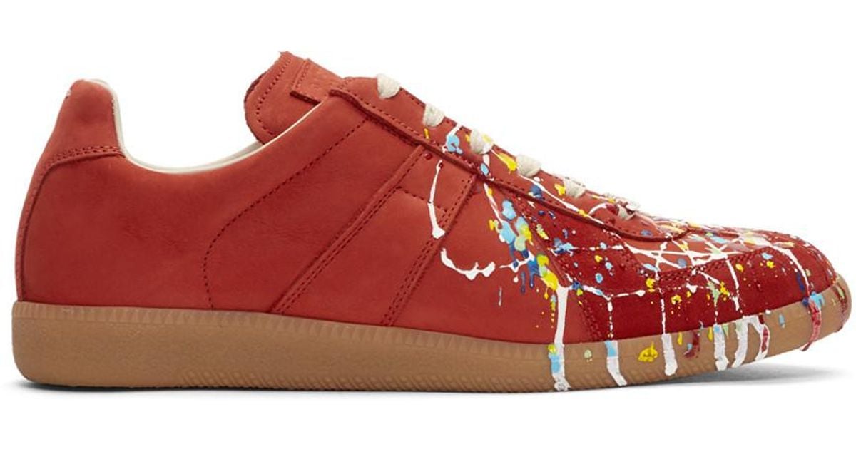Maison Margiela Leather Red Paint Splatter Replica Sneakers for 