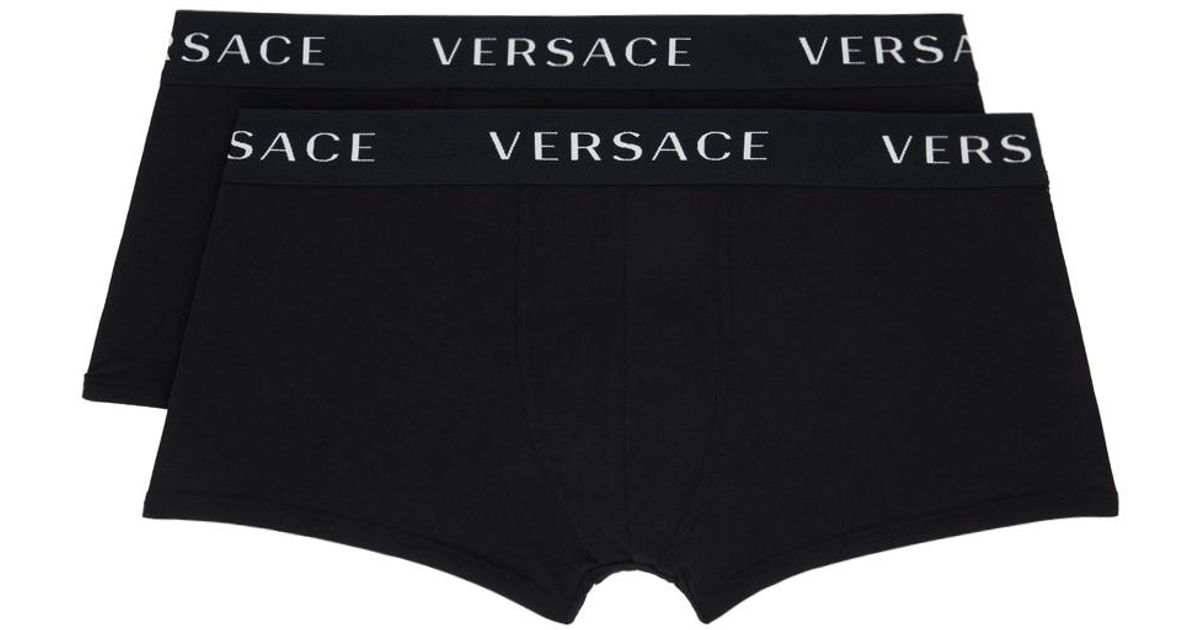 Versace Cotton Two-pack Black Logo Boxers for Men | Lyst UK