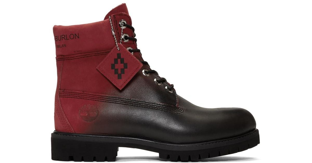 red and black timberland boots