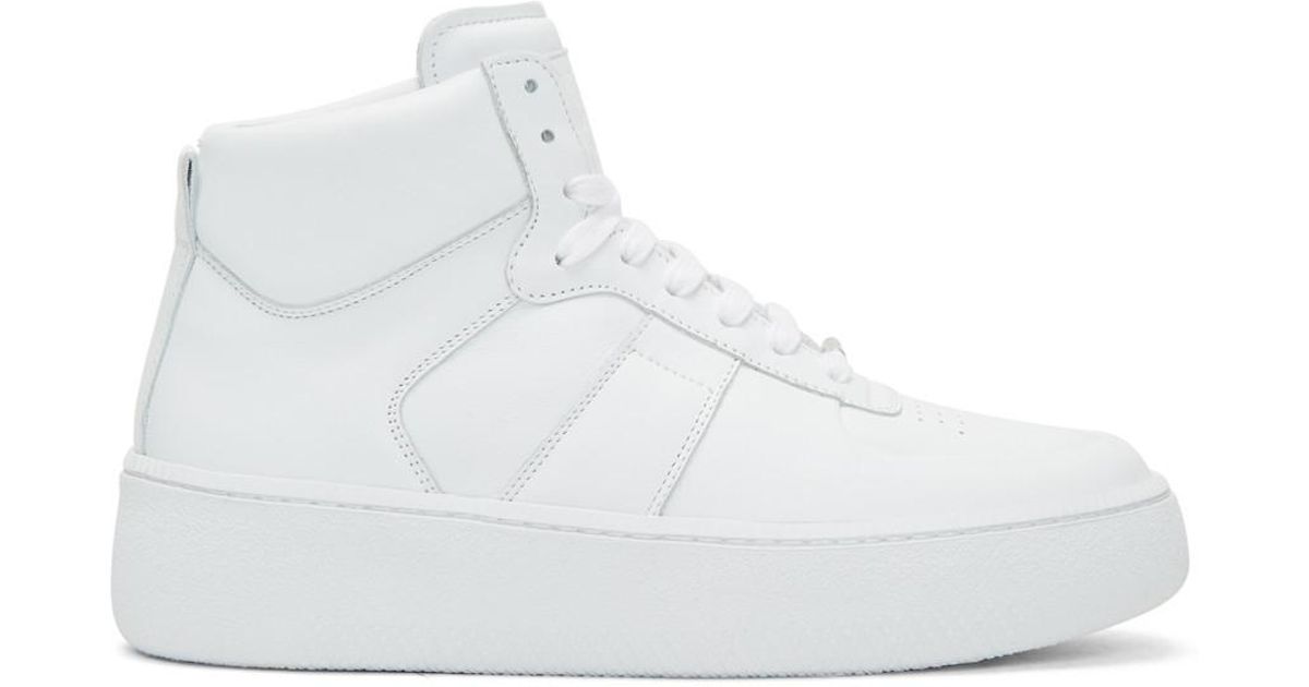 chunky white high top sneakers