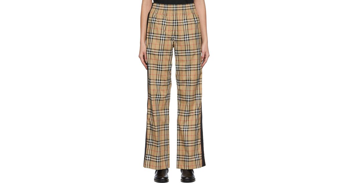 Burberry Cotton Beige Louane Trousers in Natural | Lyst