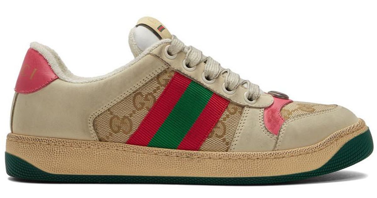 Gucci White And Pink GG Screener Sneakers | Lyst