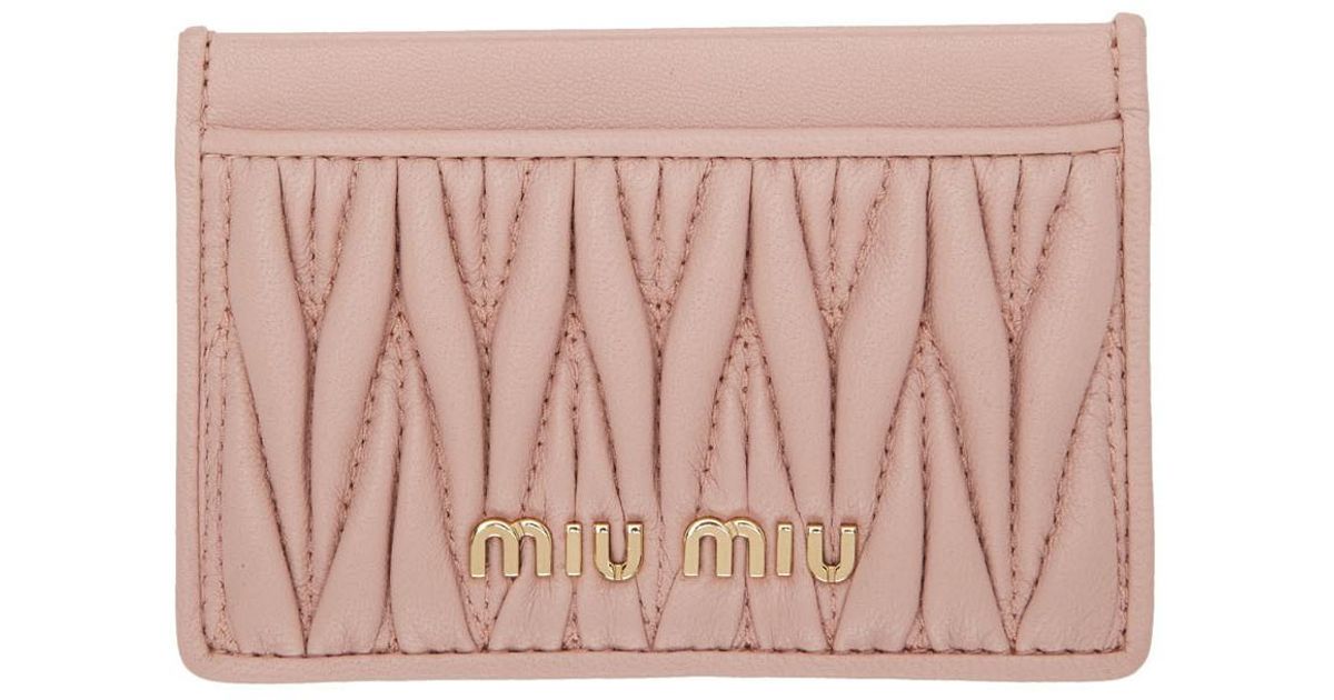 Miu Miu Quilted Leather Card Holder In Pink Lyst