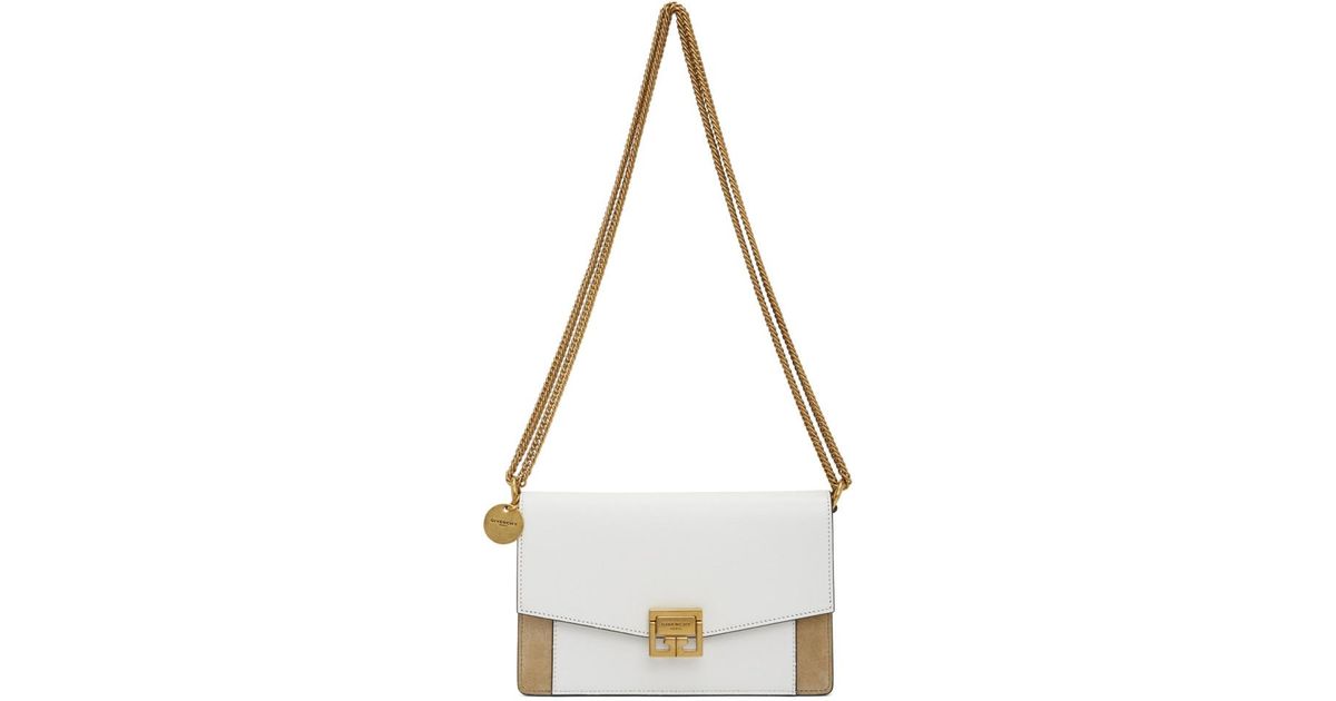 Givenchy Leather White And Beige Mini Gv3 Bag in Natural - Lyst