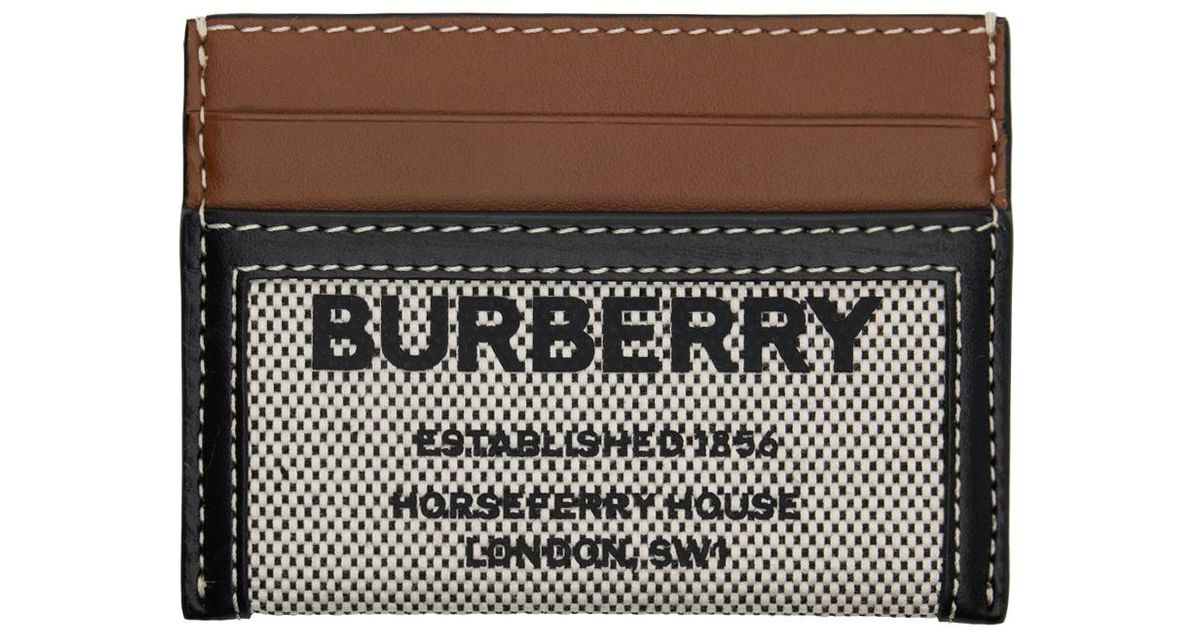 Burberry Tan Horseferry Card Holder in Black
